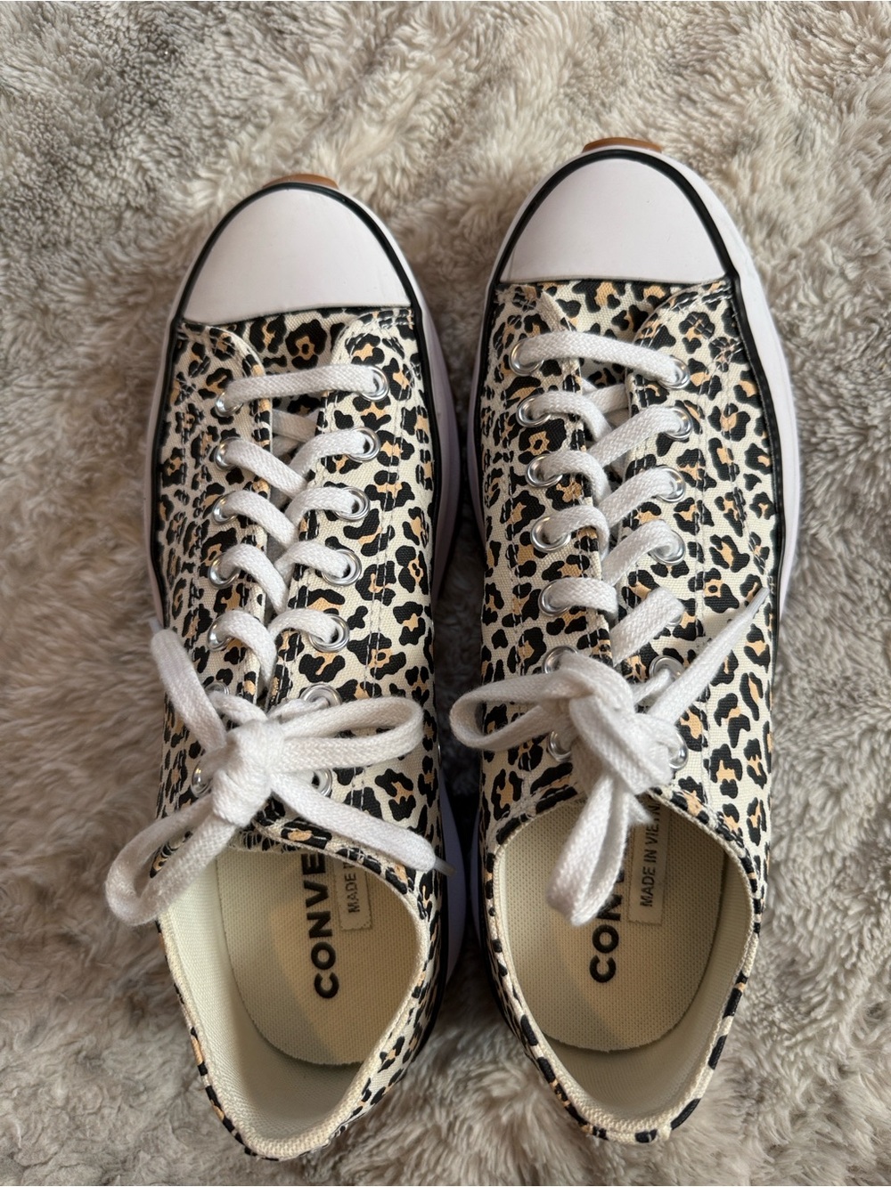Converse Leopard Platform Sneakers with White, Black, and Brown Accents 10 like